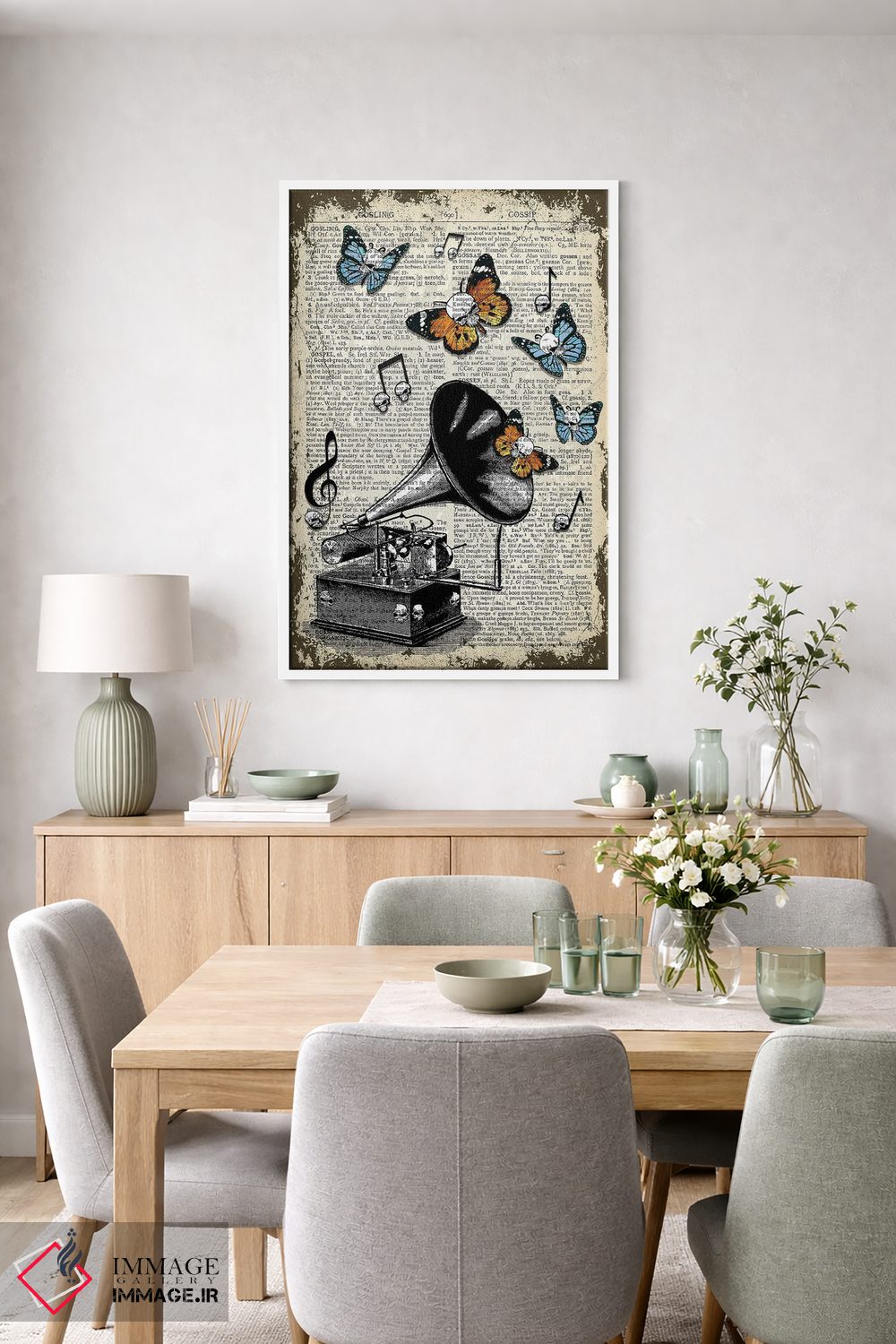 تابلو دکوراتیو گرامافون گوتیک اثر این د فریم شاپ - D4W