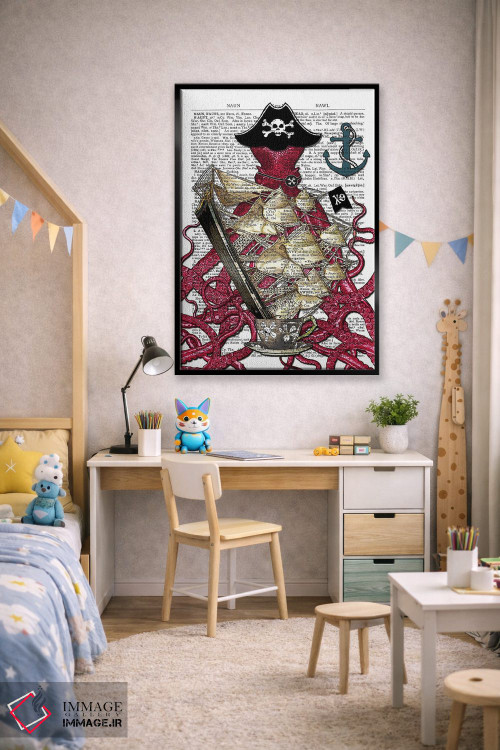 تابلو دکوراتیو اختاپوس دزد دریایی اثر این د فریم شاپ - D2B