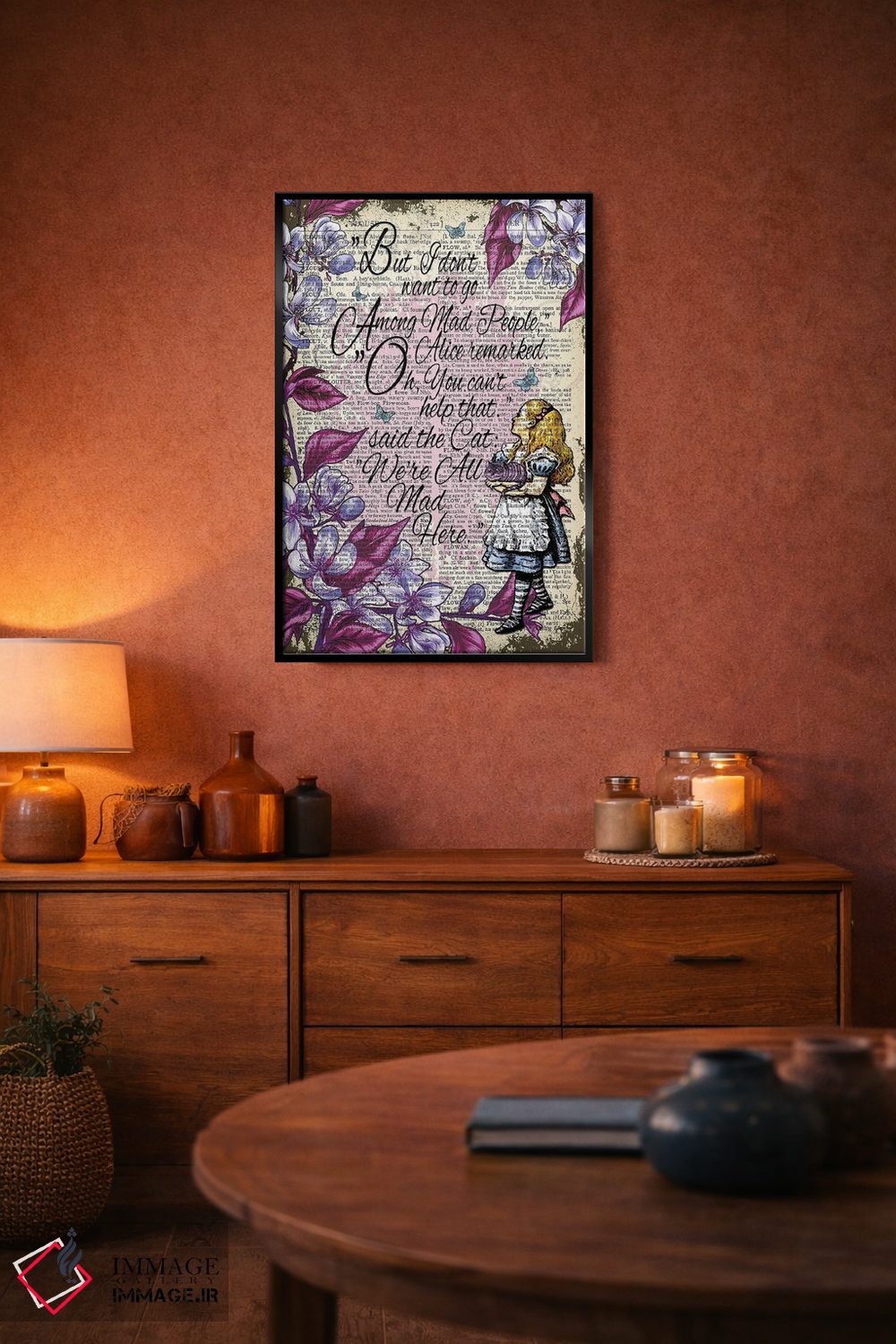تابلو دکوراتیو آلیس در سرزمین عجایب "در میان دیوانگان" اثر این د فریم شاپ - D5B