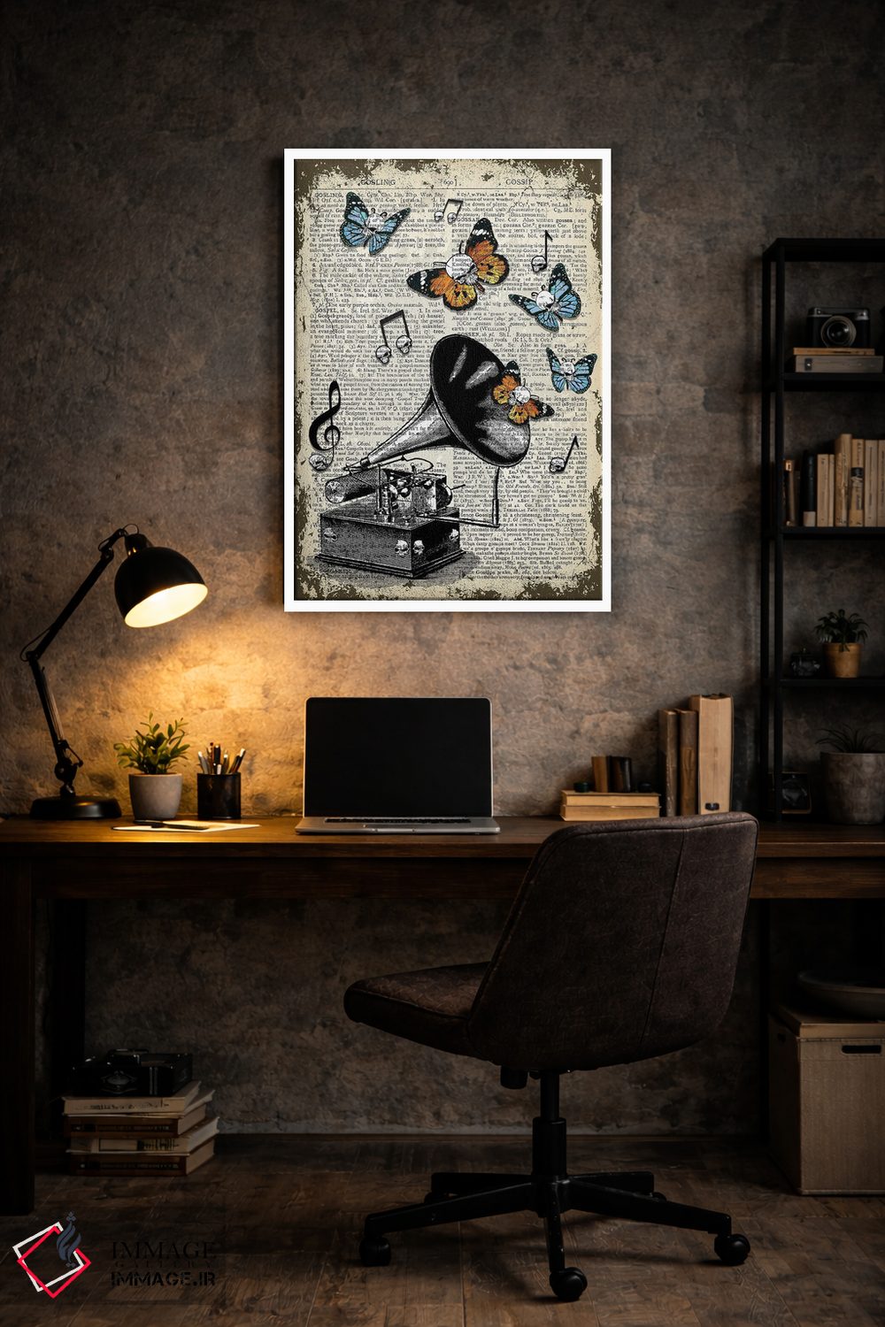 تابلو دکوراتیو گرامافون گوتیک اثر این د فریم شاپ - D5W