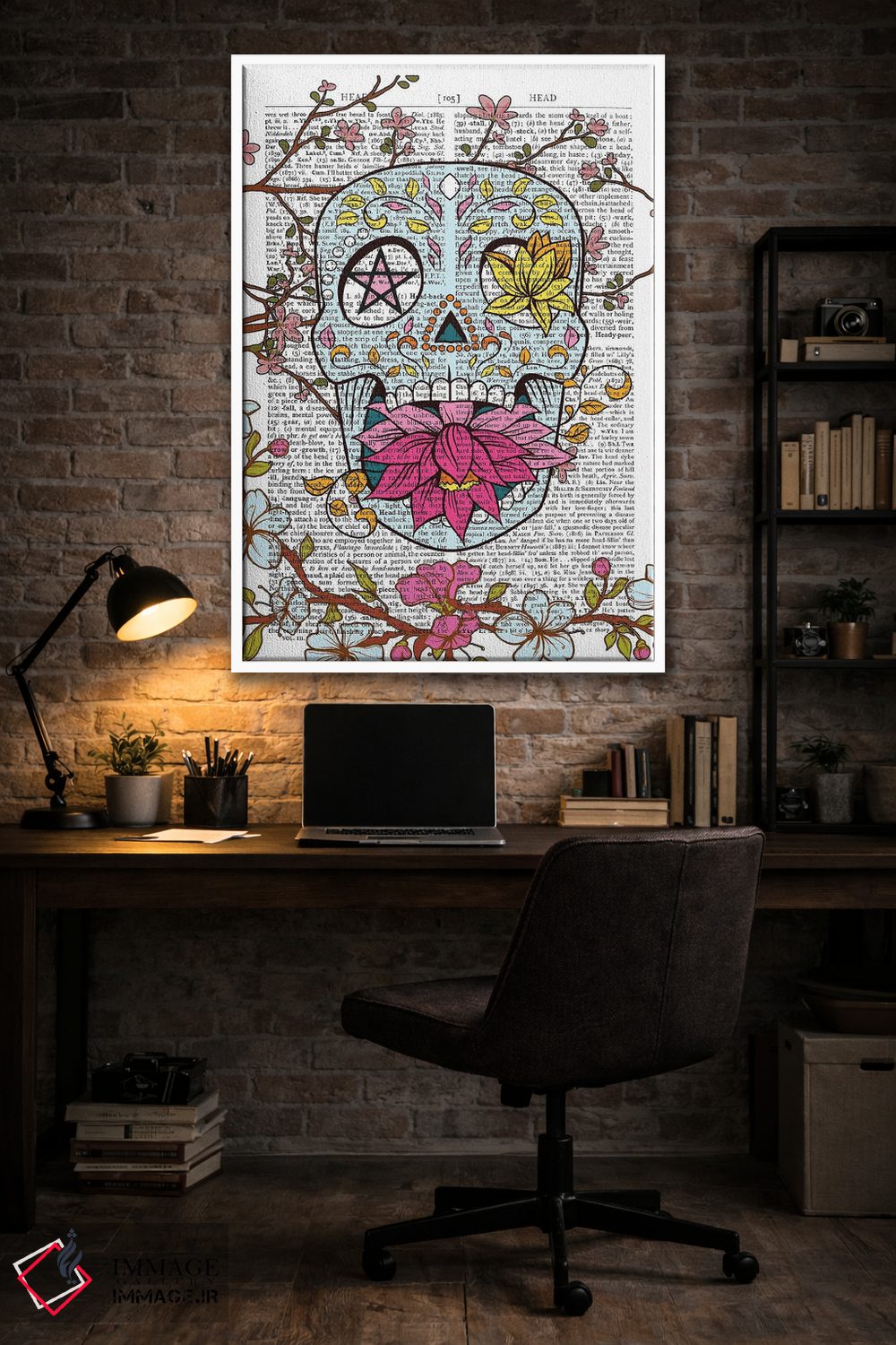 تابلو دکوراتیو جمجمه مکزیکی اثر این د فریم شاپ - D4W