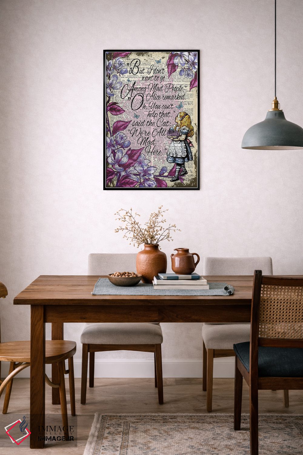 تابلو دکوراتیو آلیس در سرزمین عجایب "در میان دیوانگان" اثر این د فریم شاپ - D6B