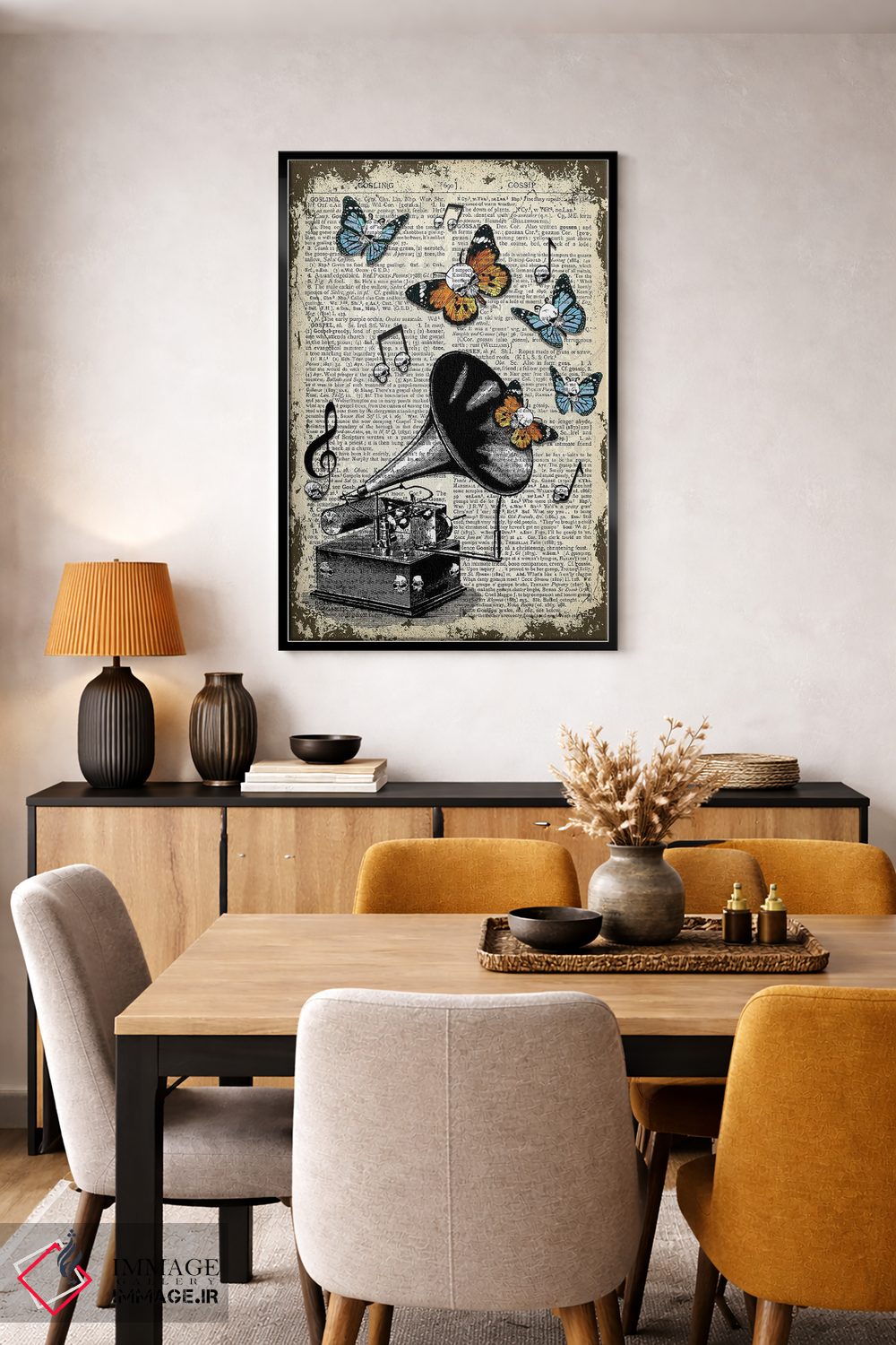 تابلو دکوراتیو گرامافون گوتیک اثر این د فریم شاپ - D6B