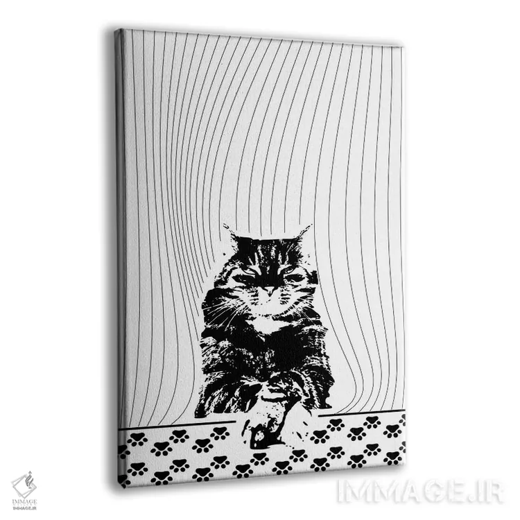 تابلو مینیمال گربه یک اثر ابراهیم اونال - نمای پرسپکتیو محصول