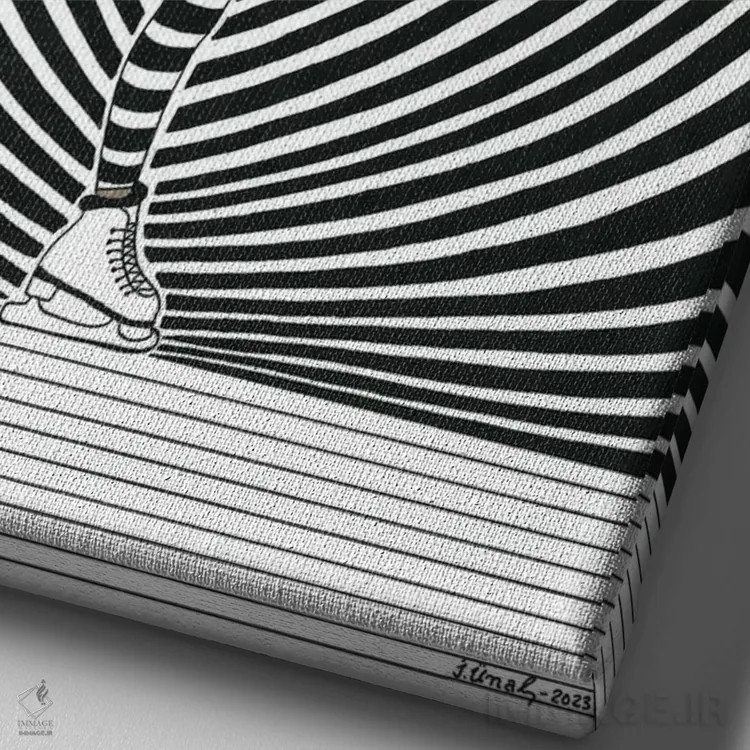 تابلو دکوراتیو اسکیت نمایشی یک اثر ابراهیم اونال - نمای نزدیک بافت بوم