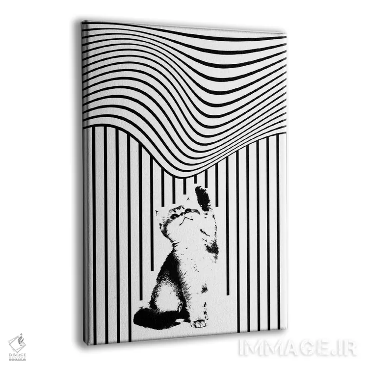 تابلو مینیمال گربه دو اثر ابراهیم اونال - نمای پرسپکتیو محصول