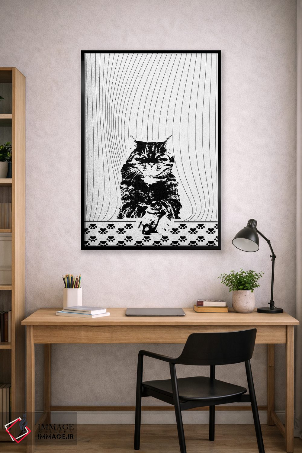 تابلو مینیمال گربه یک اثر ابراهیم اونال - D2B