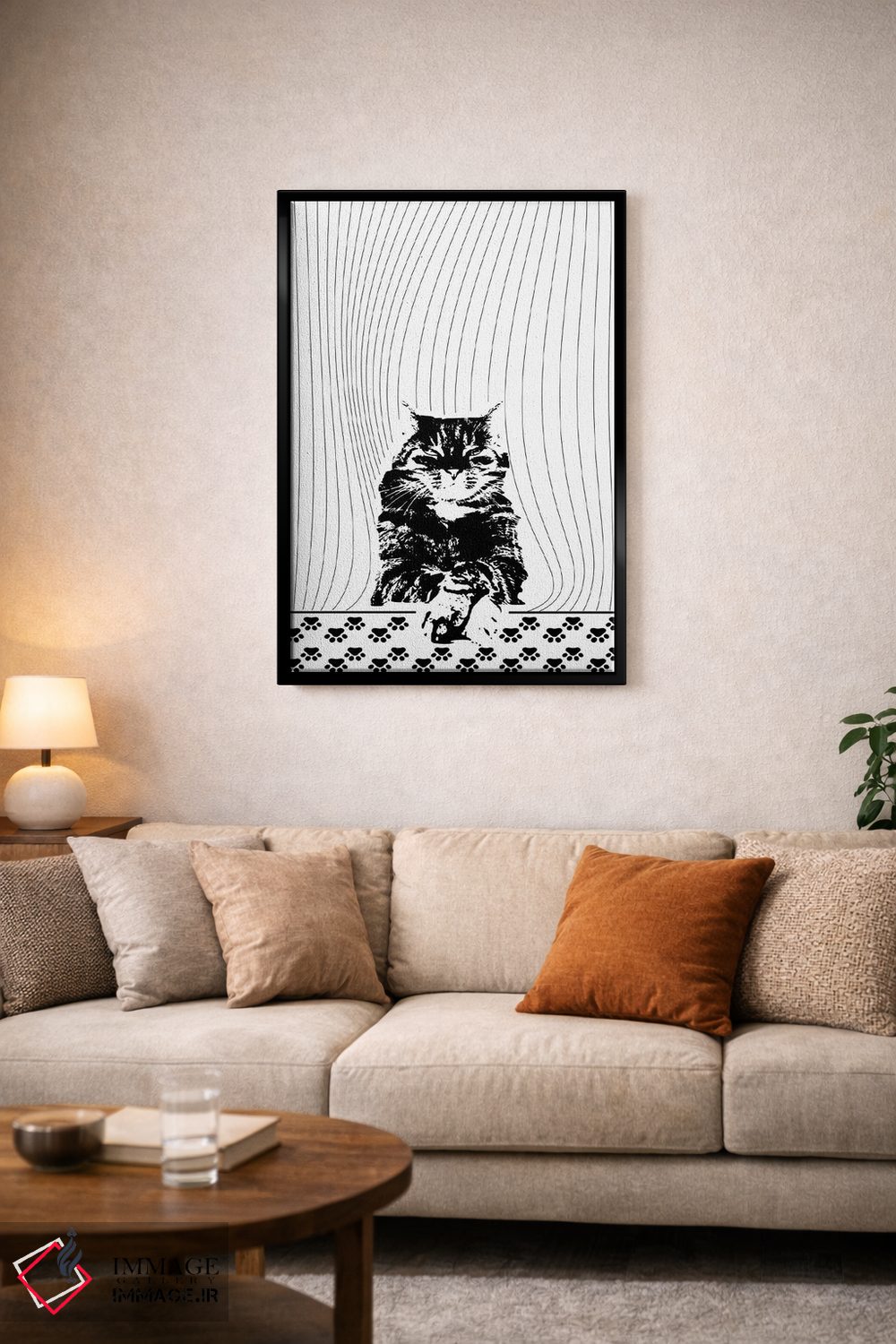 تابلو مینیمال گربه یک اثر ابراهیم اونال - D4B