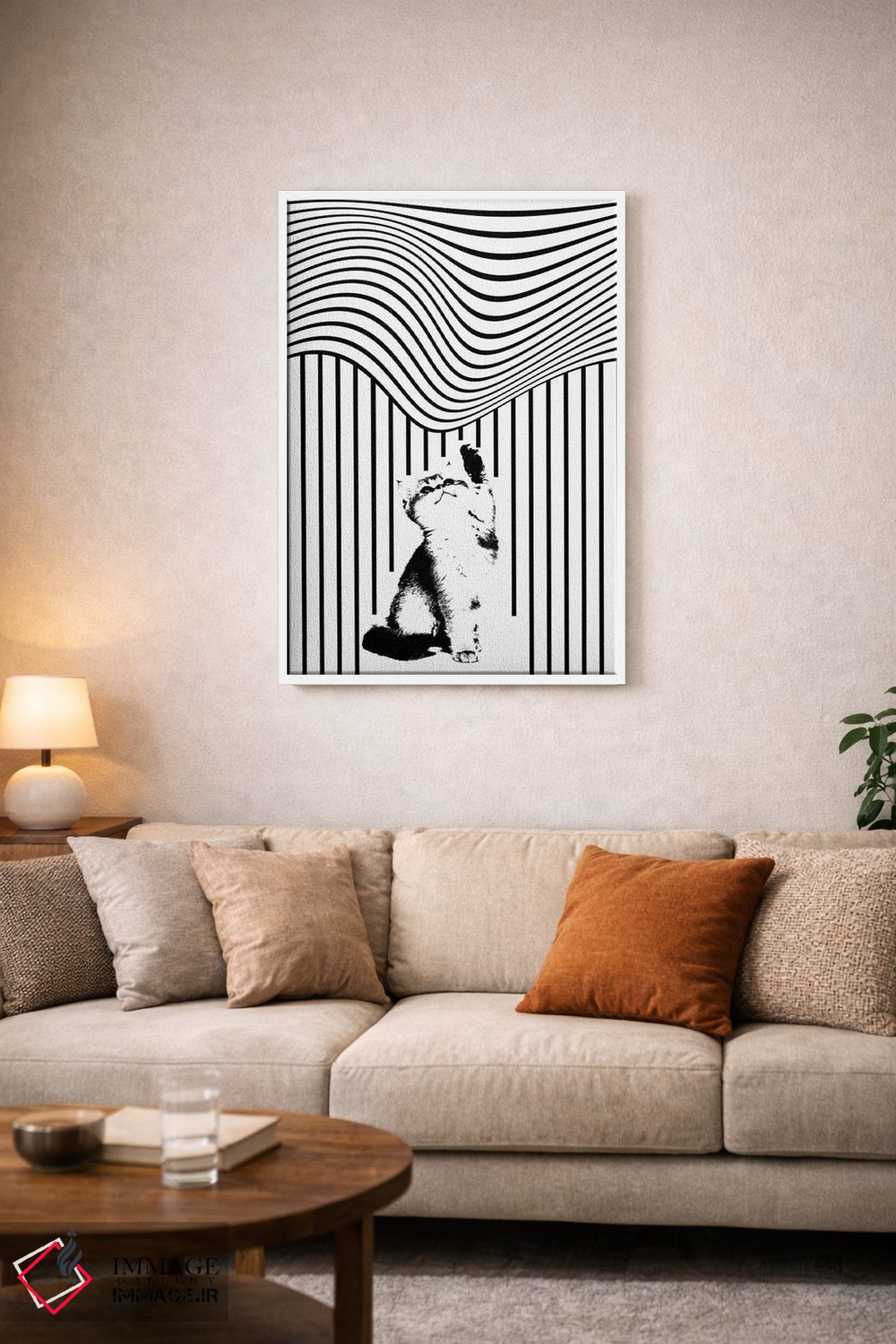 تابلو مینیمال گربه دو اثر ابراهیم اونال - D3W