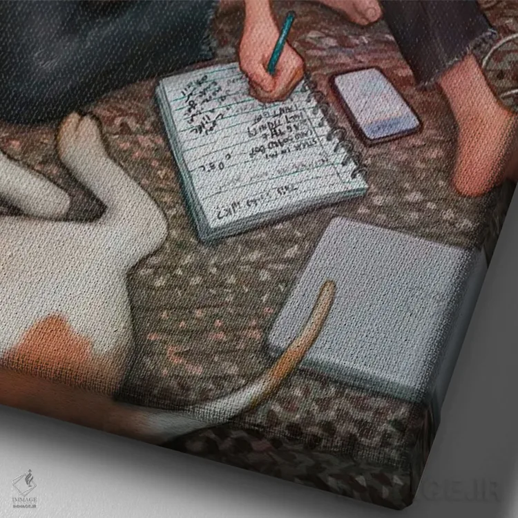 تابلو دکوراتیو یافتن واژه ها اثر آیوی دولامور - نمای نزدیک بافت بوم