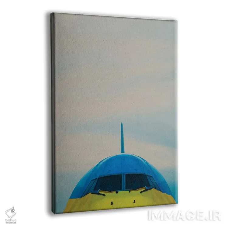 تابلو دکوراتیو کابین خلبان هواپیمای آبی و زرد اثر ایوجنیا بیدیوک - نمای پرسپکتیو محصول