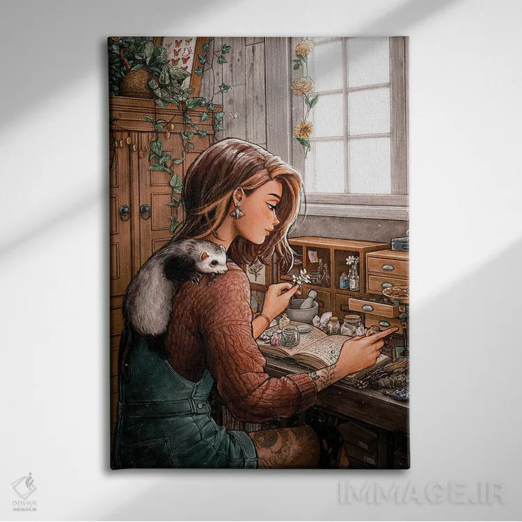 تابلو دکوراتیو یار گیاه شناس اثر آیوی دولامور - نمای روبهرو روی دیوار