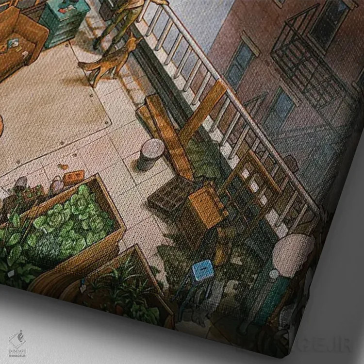 تابلو دکوراتیو از پایه تا اوج اثر آیوی دولامور - نمای نزدیک بافت بوم