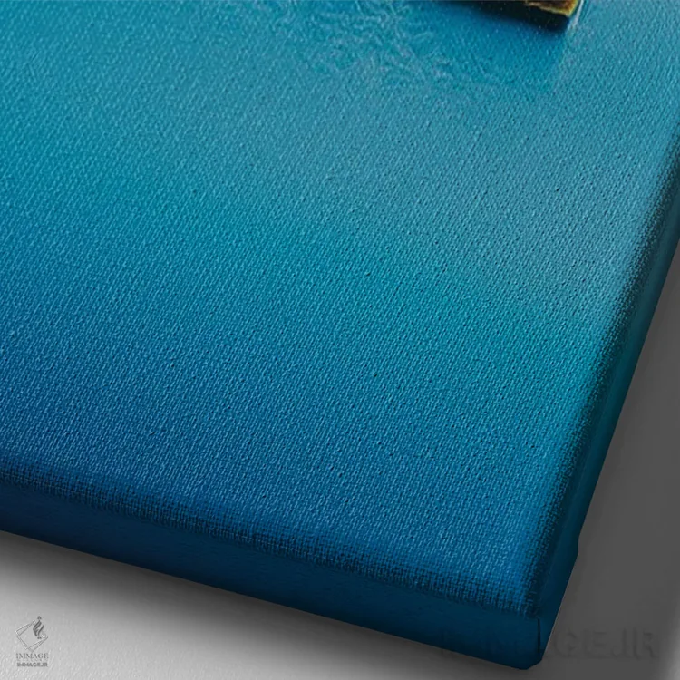 تابلو دکوراتیو قایق زرد روی دریاچه اثر ایوجنیا بیدیوک - نمای نزدیک بافت بوم