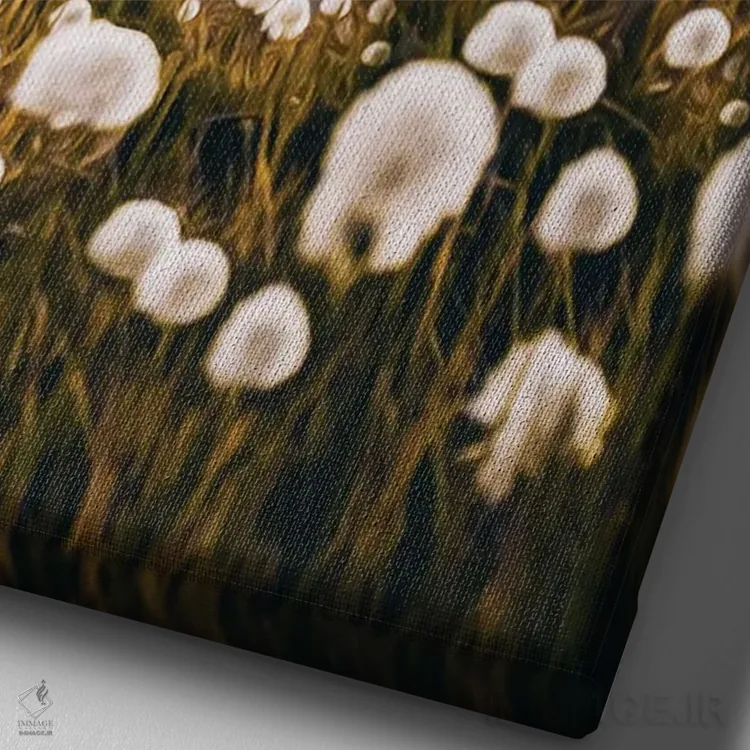 تابلو دکوراتیو دشت قاصدک اثر ایوجنیا بیدیوک - نمای نزدیک بافت بوم