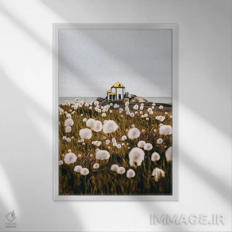 تابلو دکوراتیو دشت قاصدک اثر ایوجنیا بیدیوک - نمای قابدار سفید