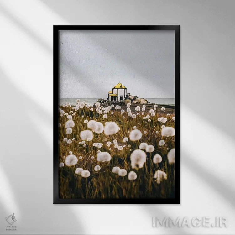 تابلو دکوراتیو دشت قاصدک اثر ایوجنیا بیدیوک - نمای قابدار مشکی