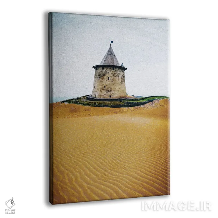 تابلو دکوراتیو برج قلعه در بیابان اثر ایوجنیا بیدیوک - نمای پرسپکتیو محصول
