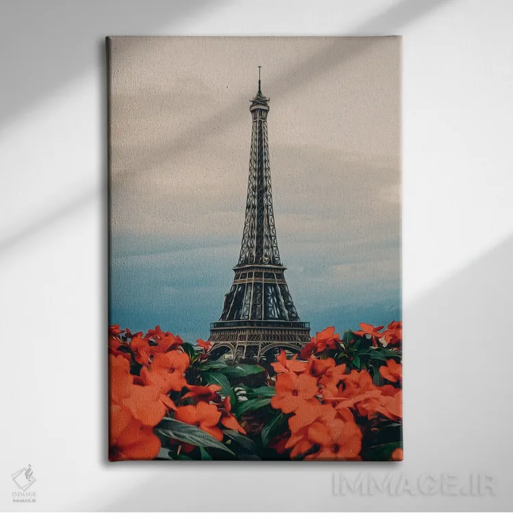 تابلو دکوراتیو بگونیا نارنجی پاریس اثر ایوجنیا بیدیوک - نمای روبهرو روی دیوار