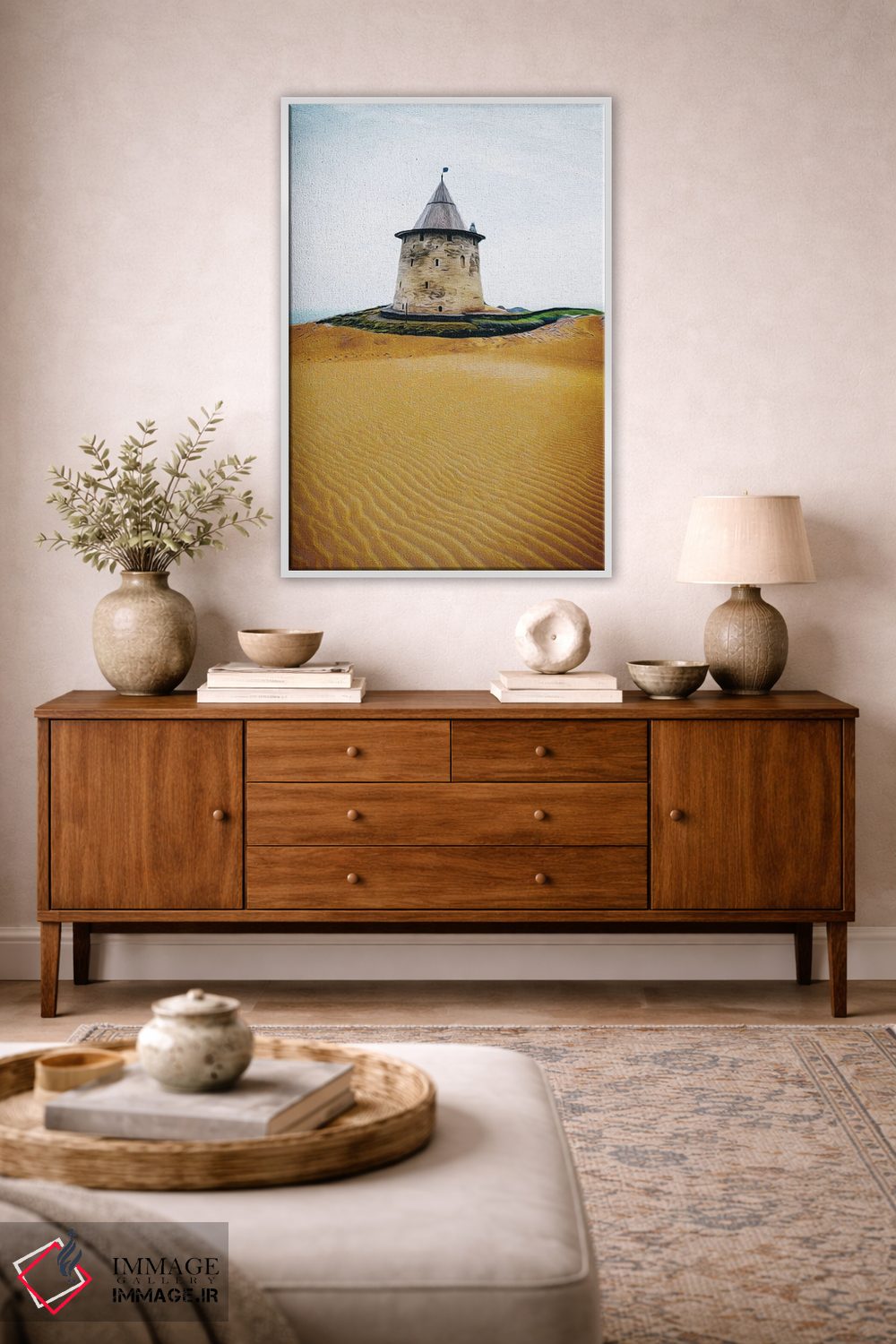 تابلو دکوراتیو برج قلعه در بیابان اثر ایوجنیا بیدیوک - D1W