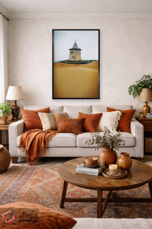 تابلو دکوراتیو برج قلعه در بیابان اثر ایوجنیا بیدیوک - D3B