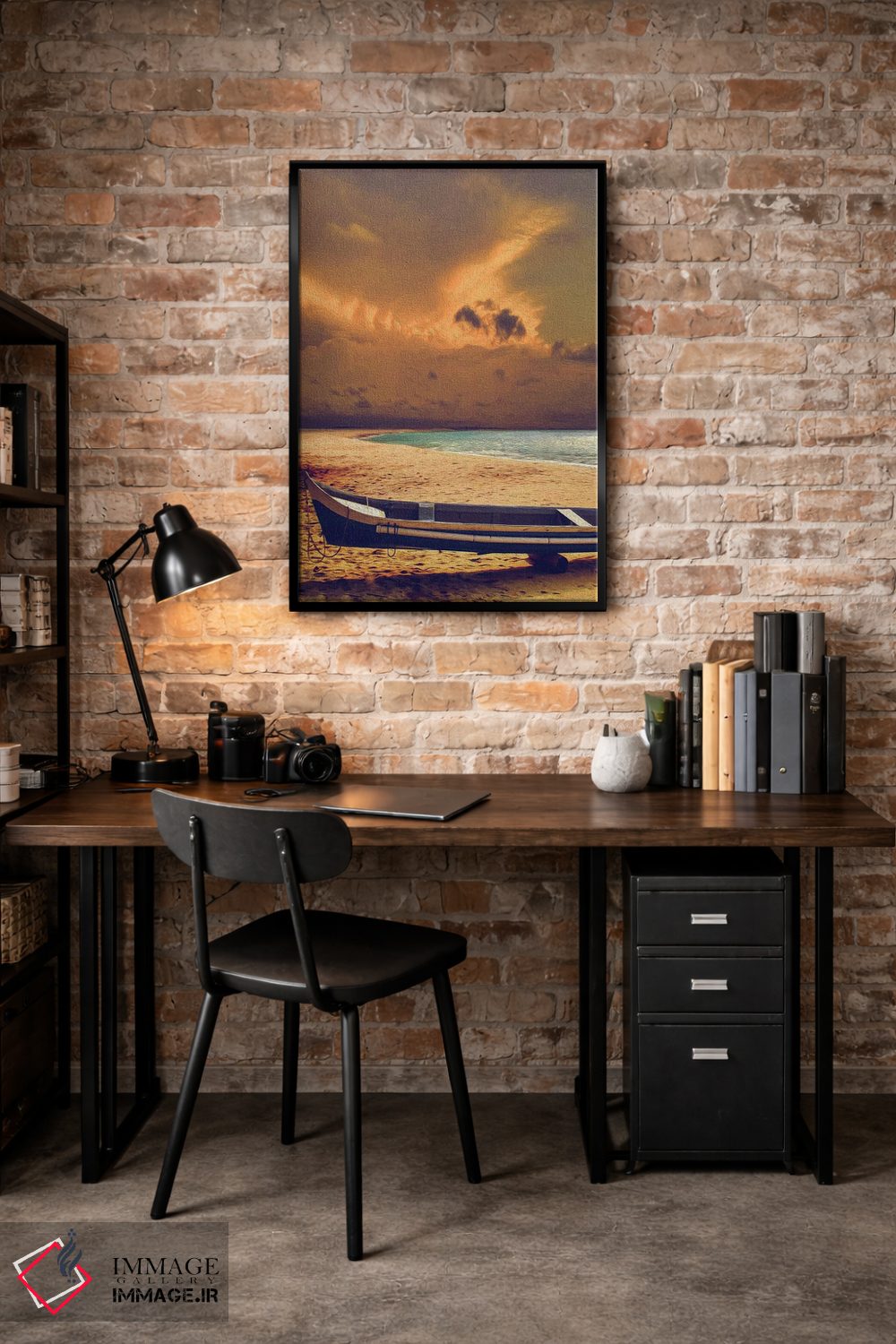 تابلو دکوراتیو قایق کانو در ساحل پیش از طوفان اثر ایوجنیا بیدیوک - D4B