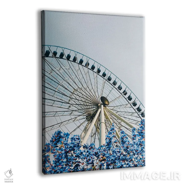 تابلو دکوراتیو اسطوخودوس شکوفه دار با پس زمینه چرخ و فلک اثر ایوجنیا بیدیوک - نمای پرسپکتیو محصول