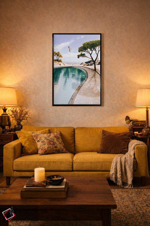 تابلو دکوراتیو استخر با چشم انداز به اقیانوس اثر ایوجنیا بیدیوک - D3B