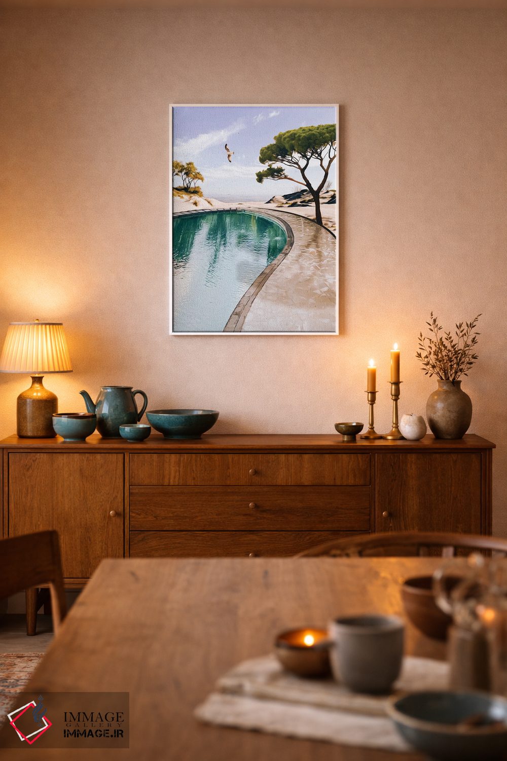 تابلو دکوراتیو استخر با چشم انداز به اقیانوس اثر ایوجنیا بیدیوک - D6W