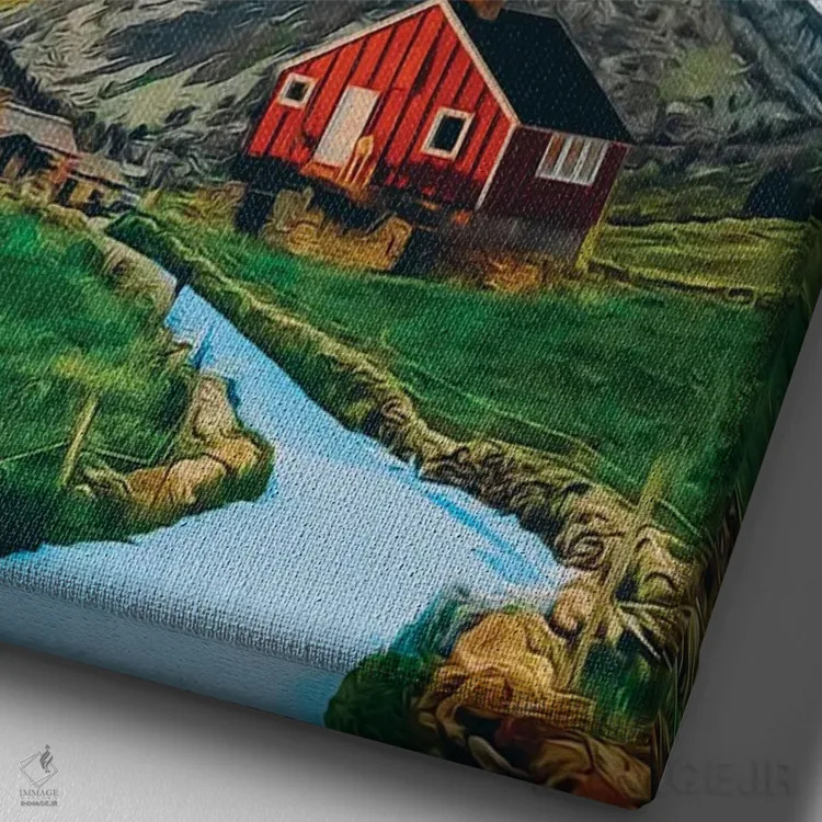 تابلو دکوراتیو پرستویی روی شاخه اثر ایوجنیا بیدیوک - نمای نزدیک بافت بوم