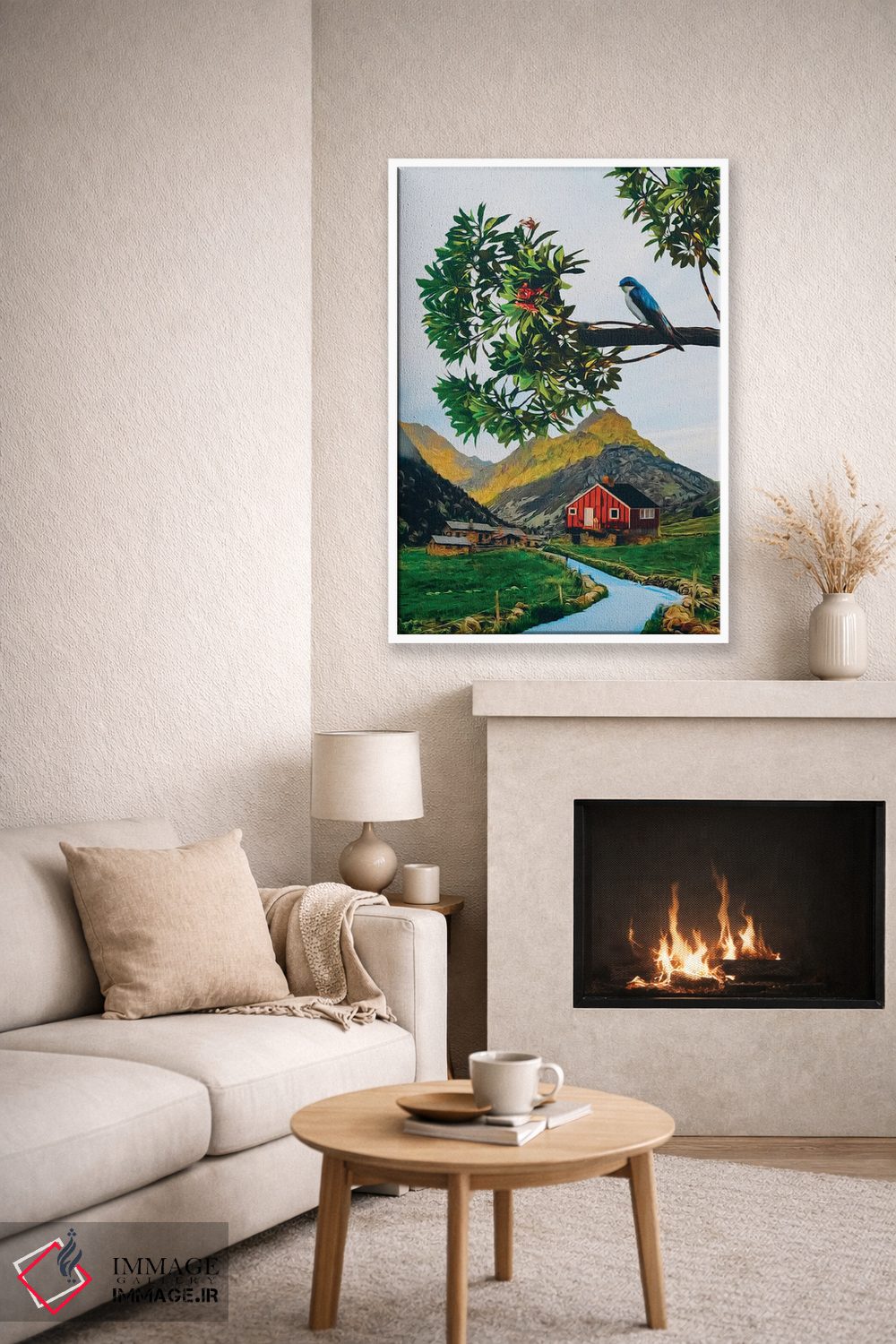 تابلو دکوراتیو پرستویی روی شاخه اثر ایوجنیا بیدیوک - D6W