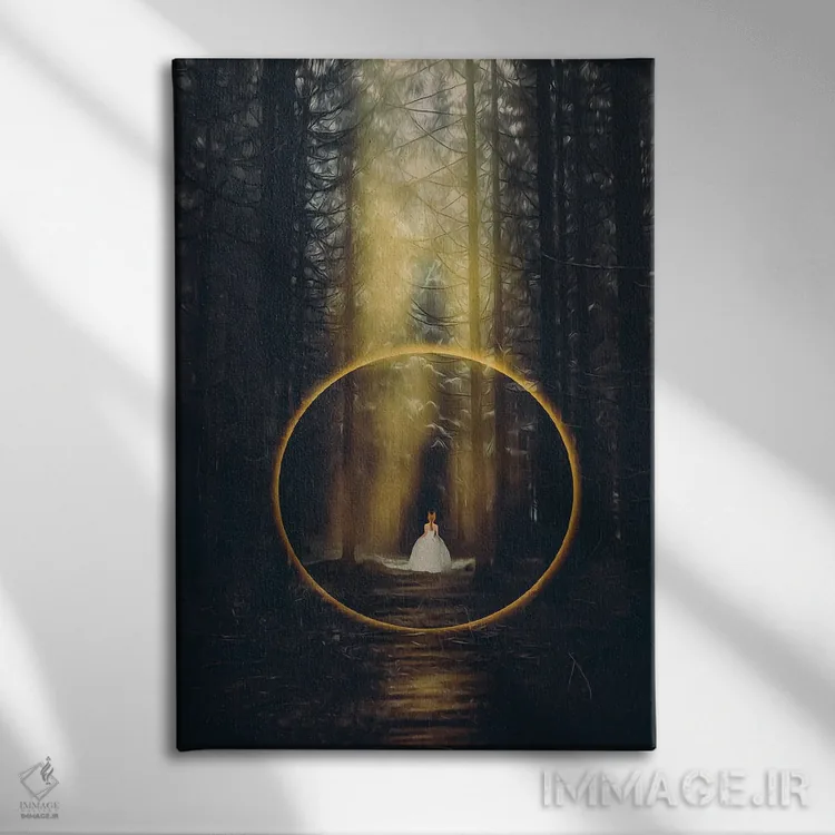 تابلو دکوراتیو شاهزاده در پشت طاق آتش در جنگل اثر ایوجنیا بیدیوک - نمای روبهرو روی دیوار