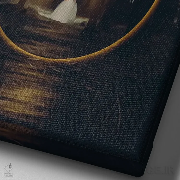 تابلو دکوراتیو شاهزاده در پشت طاق آتش در جنگل اثر ایوجنیا بیدیوک - نمای نزدیک بافت بوم