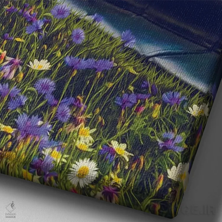 تابلو دکوراتیو رشد گل های وحشی در واگن مترو اثر ایوجنیا بیدیوک - نمای نزدیک بافت بوم