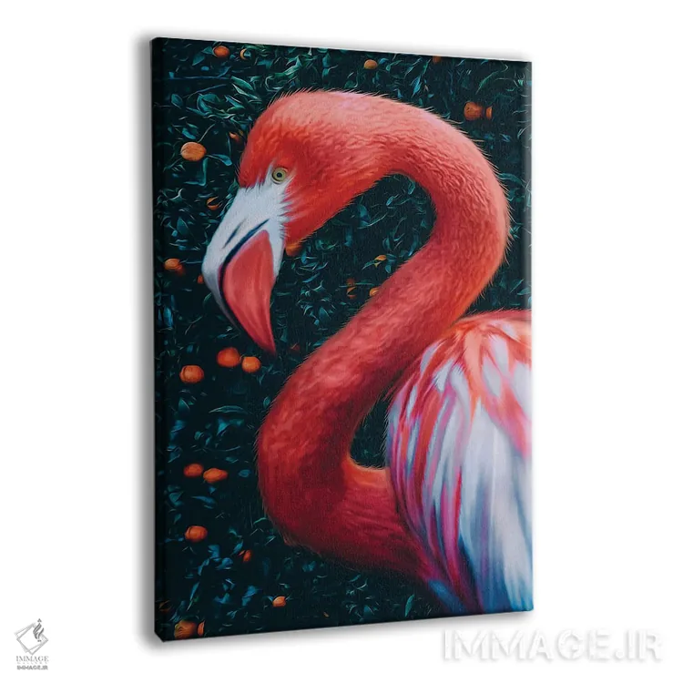 تابلو دکوراتیو فلامینگوها در باغ نارنگی اثر ایوجنیا بیدیوک - نمای پرسپکتیو محصول