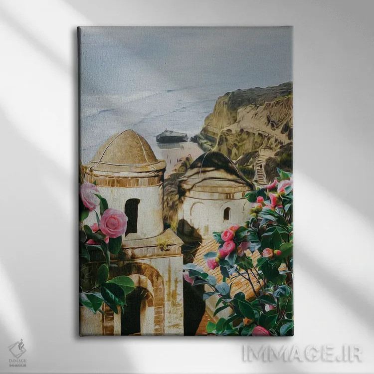 تابلو دکوراتیو رزهای شکفته برج قدیمی اثر ایوجنیا بیدیوک - نمای روبهرو روی دیوار