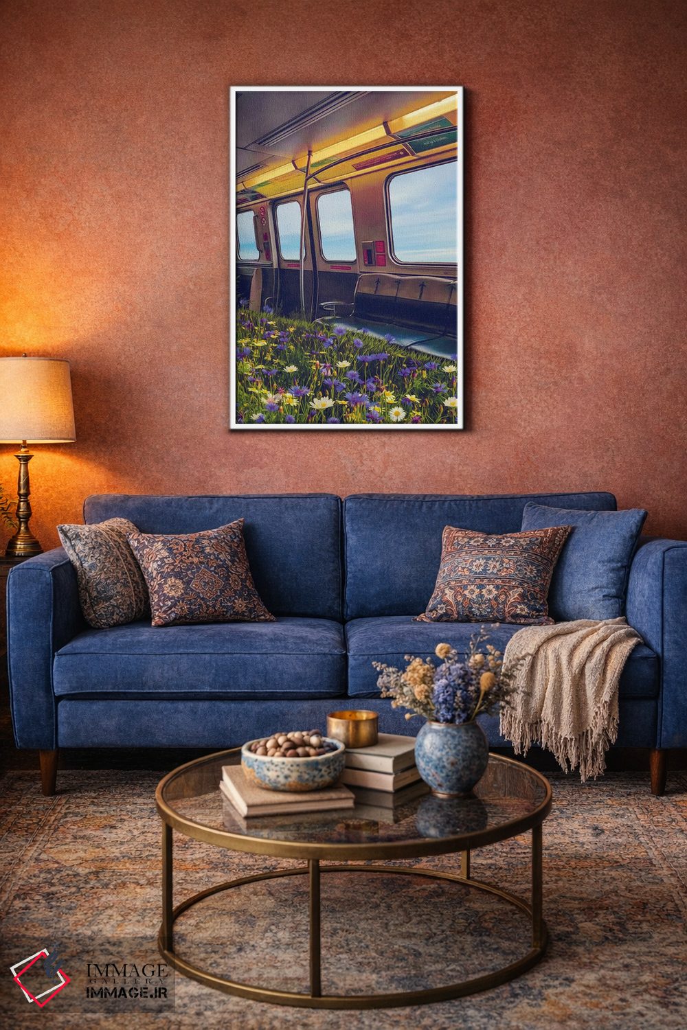 تابلو دکوراتیو رشد گل های وحشی در واگن مترو اثر ایوجنیا بیدیوک - D3W