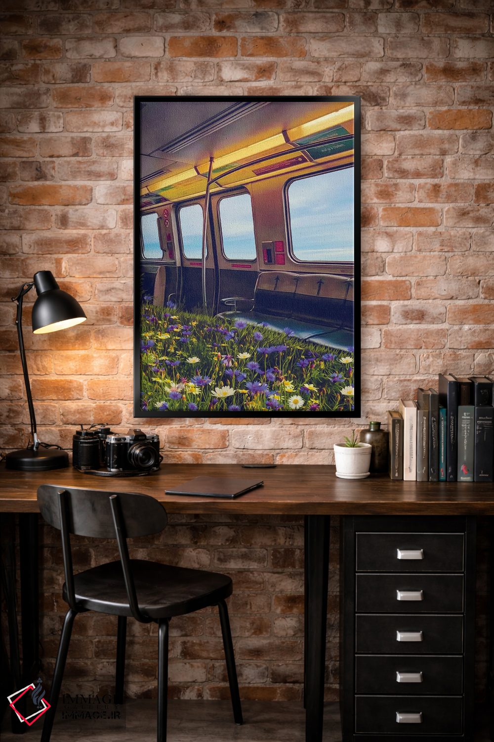 تابلو دکوراتیو رشد گل های وحشی در واگن مترو اثر ایوجنیا بیدیوک - D6B