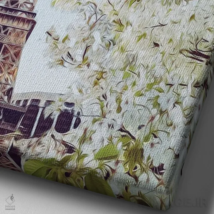 تابلو دکوراتیو شکوفه های گیلاس پاریس اثر ایوجنیا بیدیوک - نمای نزدیک بافت بوم