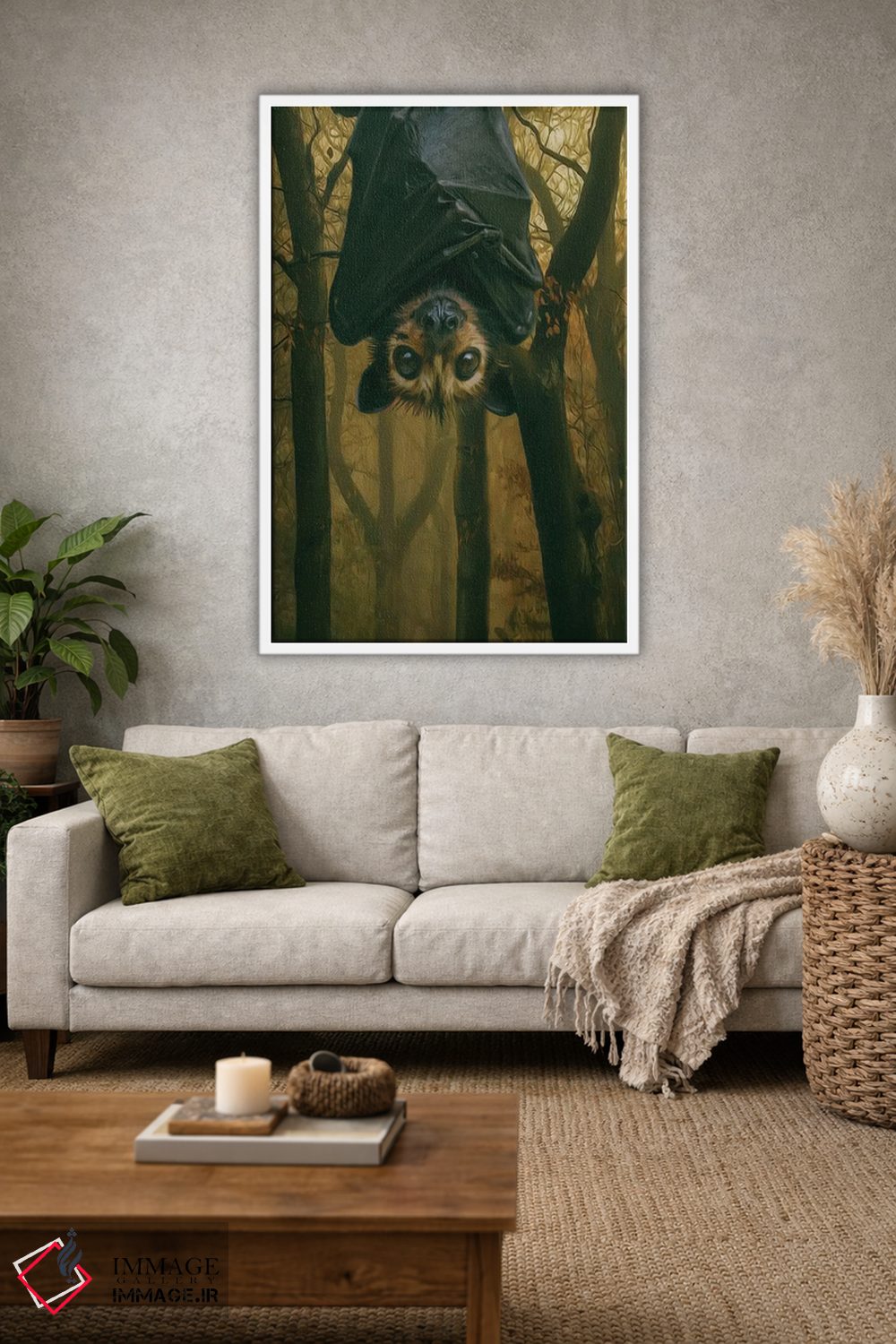 تابلو دکوراتیو خفاشی در جنگل تاریک اثر ایوجنیا بیدیوک - D1W