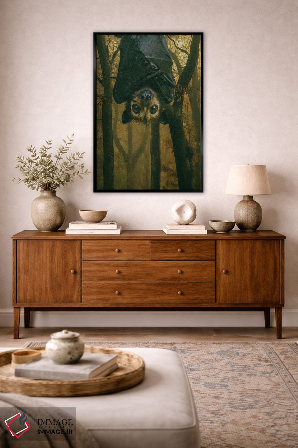تابلو دکوراتیو خفاشی در جنگل تاریک اثر ایوجنیا بیدیوک - D4B