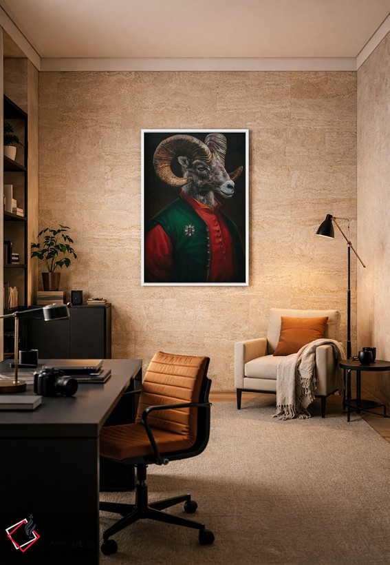 تابلو دکوراتیو پرتره ای از قوچ وحشی اثر ایوجنیا بیدیوک - D6W