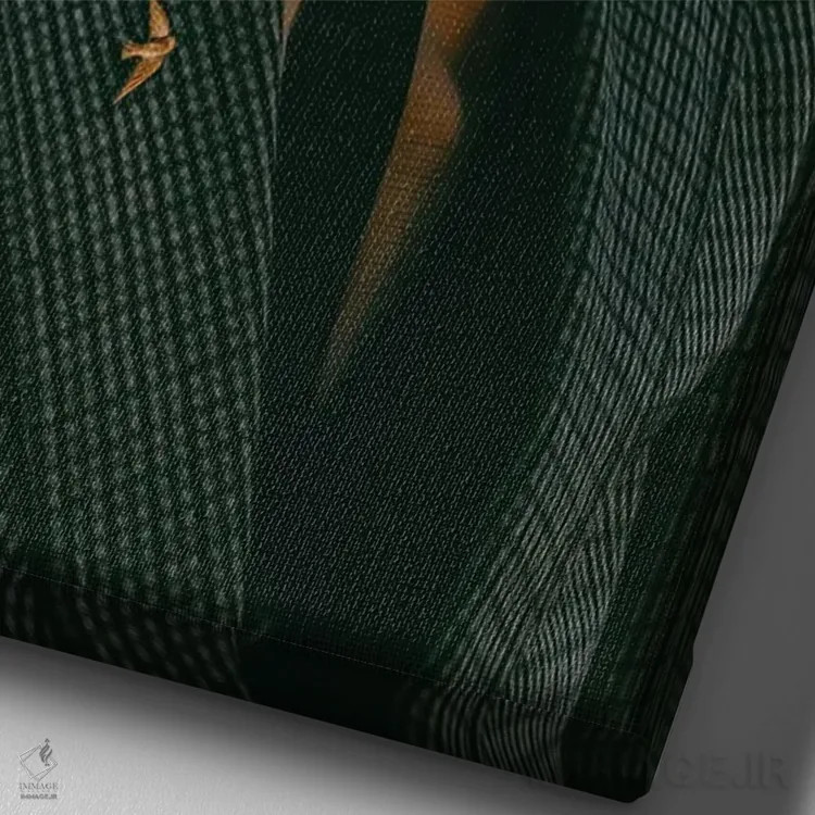 تابلو دکوراتیو بیگل با کت و عینک اثر ایوجنیا بیدیوک - نمای نزدیک بافت بوم