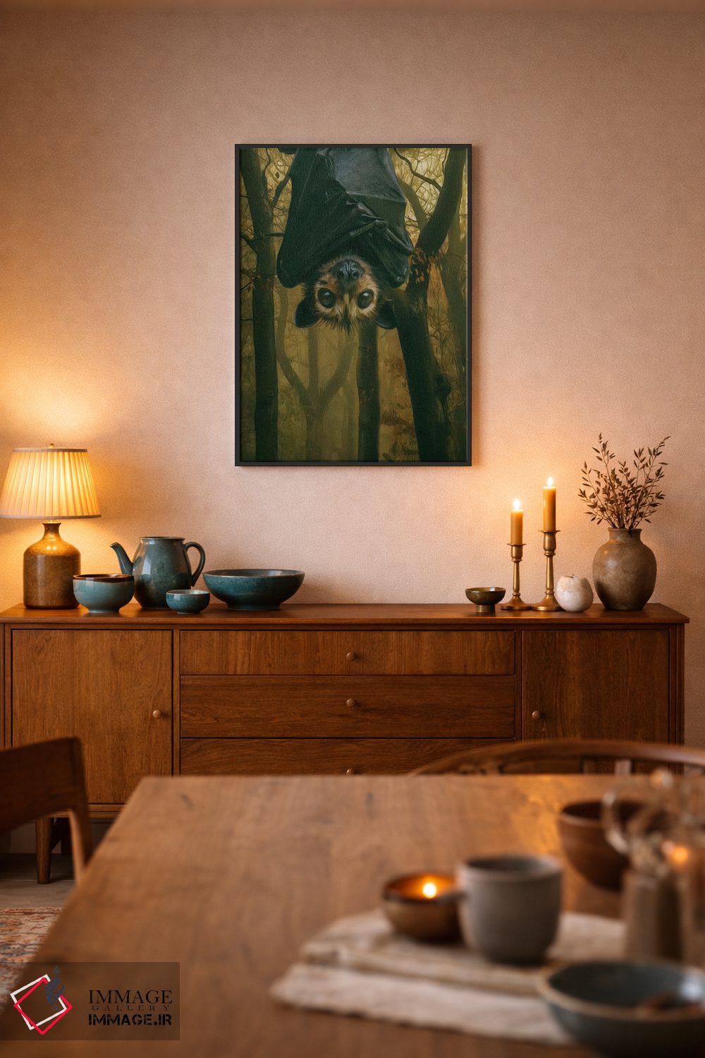 تابلو دکوراتیو خفاشی در جنگل تاریک اثر ایوجنیا بیدیوک - D6B