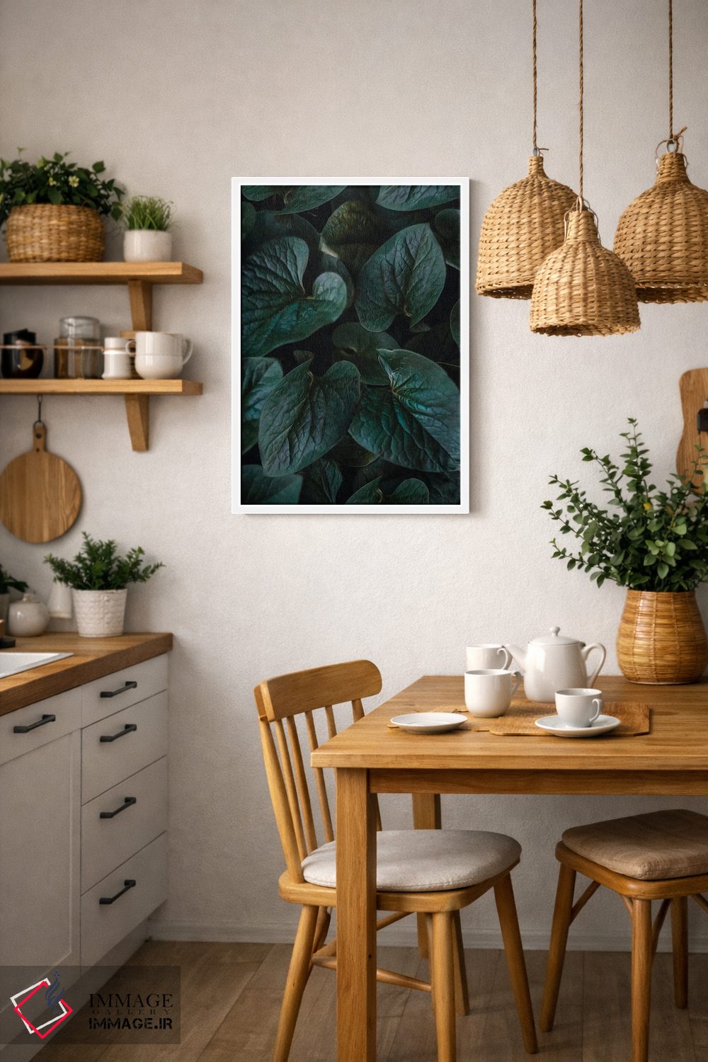 تابلو دکوراتیو پس زمینه ای با برگ های بنفشه وحشی اثر ایوجنیا بیدیوک - D3W