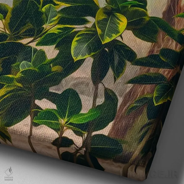 تابلو دکوراتیو دو توکان آفریقایی روی شاخه اثر ایوجنیا بیدیوک - نمای نزدیک بافت بوم