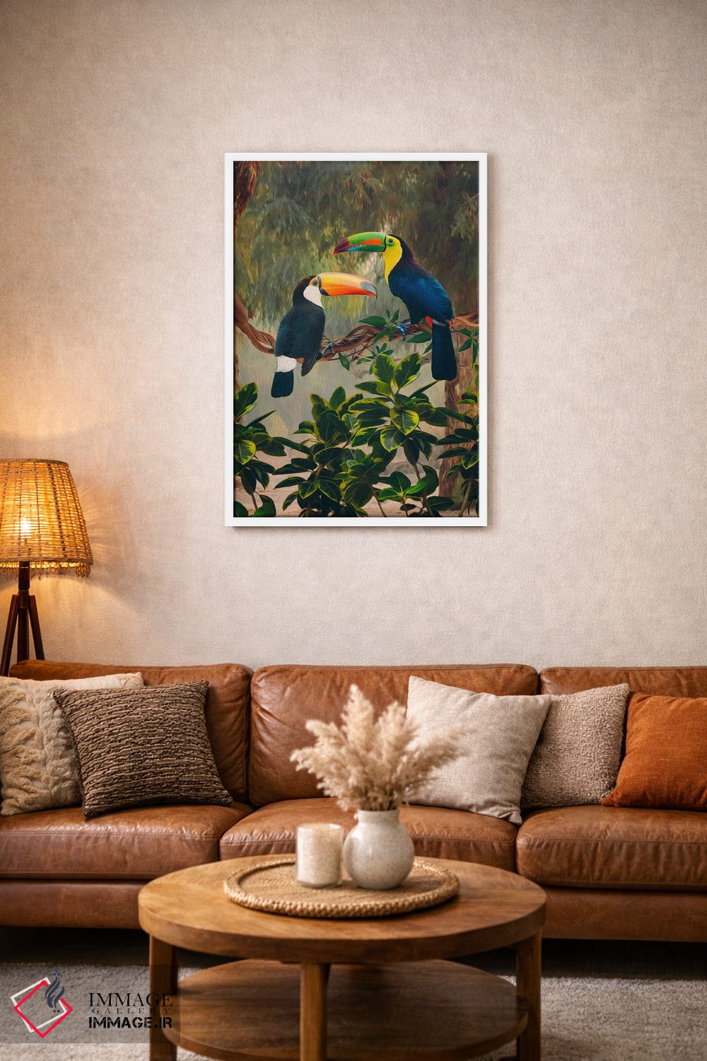 تابلو دکوراتیو دو توکان آفریقایی روی شاخه اثر ایوجنیا بیدیوک - D2W