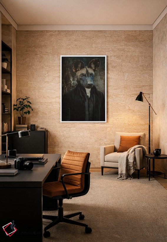 تابلو دکوراتیو پرتره ای از کفتار با لباس رترو اثر ایوجنیا بیدیوک - D6W