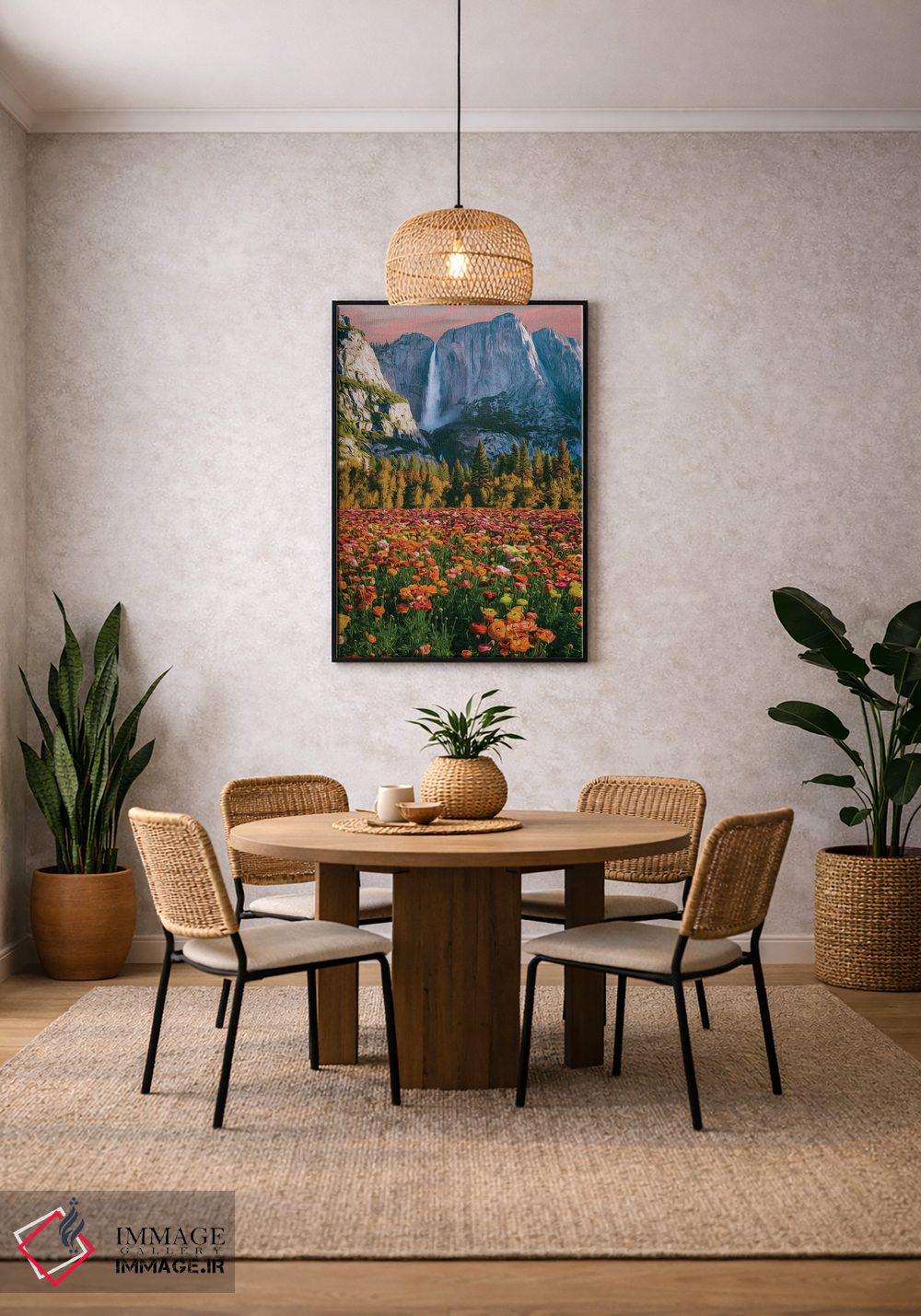 تابلو دکوراتیو دشتی با گل های رانانکولوس شکوفا در کوهستان اثر ایوجنیا بیدیوک - D4B