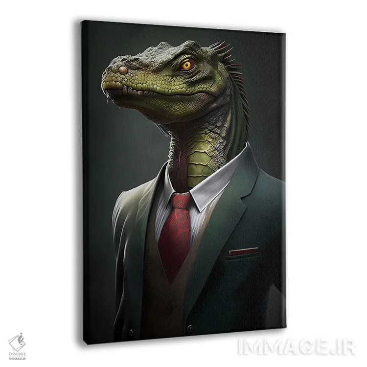 تابلو دکوراتیو پرتره خزنده با کت اثر ایوجنیا بیدیوک - نمای پرسپکتیو محصول